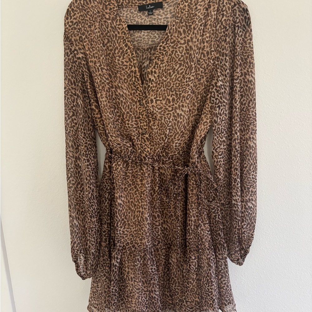 Lulu's Animal Print Long Sleeve Mini Dress
